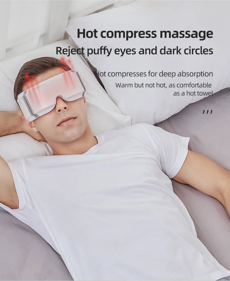 Gentle warm compression relieves puffy eyes and dark circles.