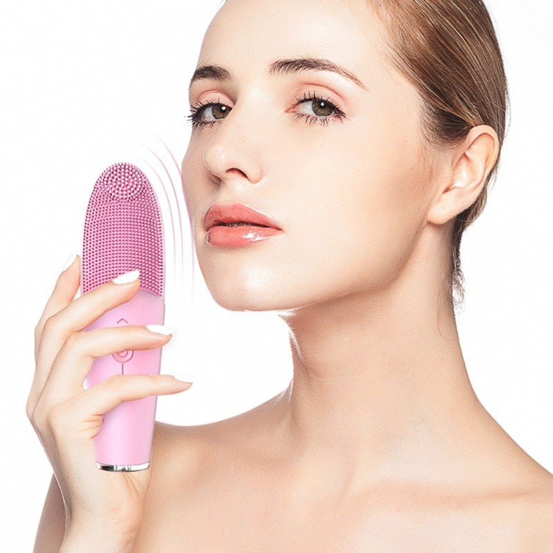 Máquina de lavar rosto de silicone, vibração ultrassônica, à prova d'água, dispositivos de limpeza facial, escovas, uso doméstico, beleza, saúde