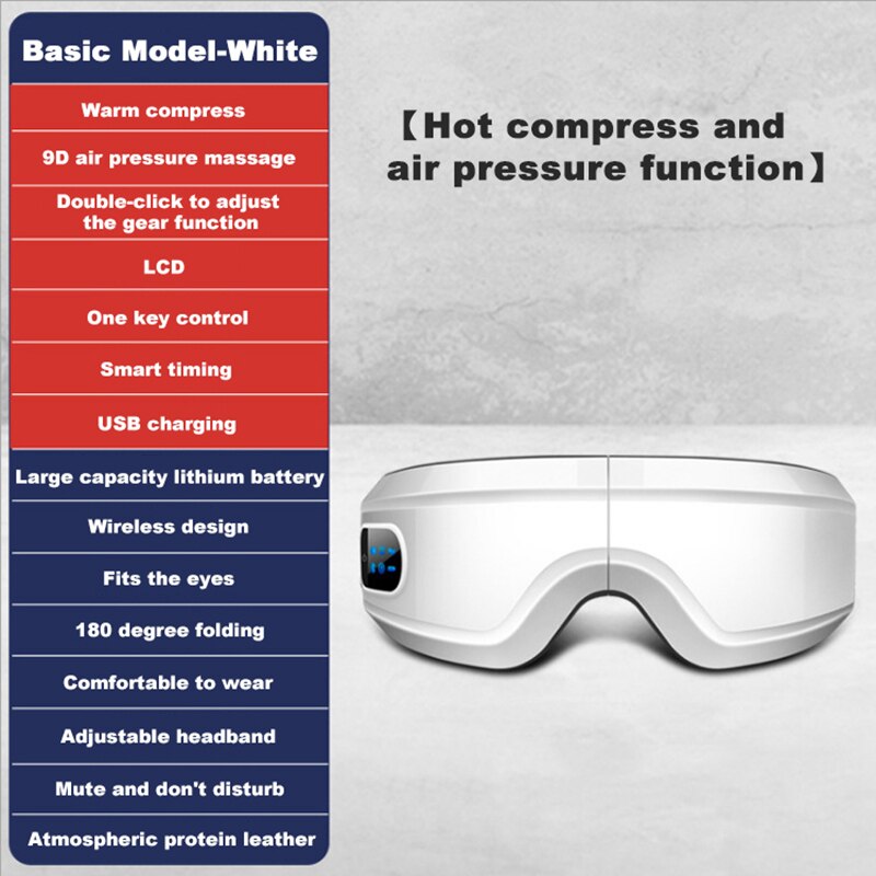 Hot Compress Eye Care Instruments Wireless Music Relieve Fatigue 16D Smart Vibration Airbag Glasses Electric Eye Massager