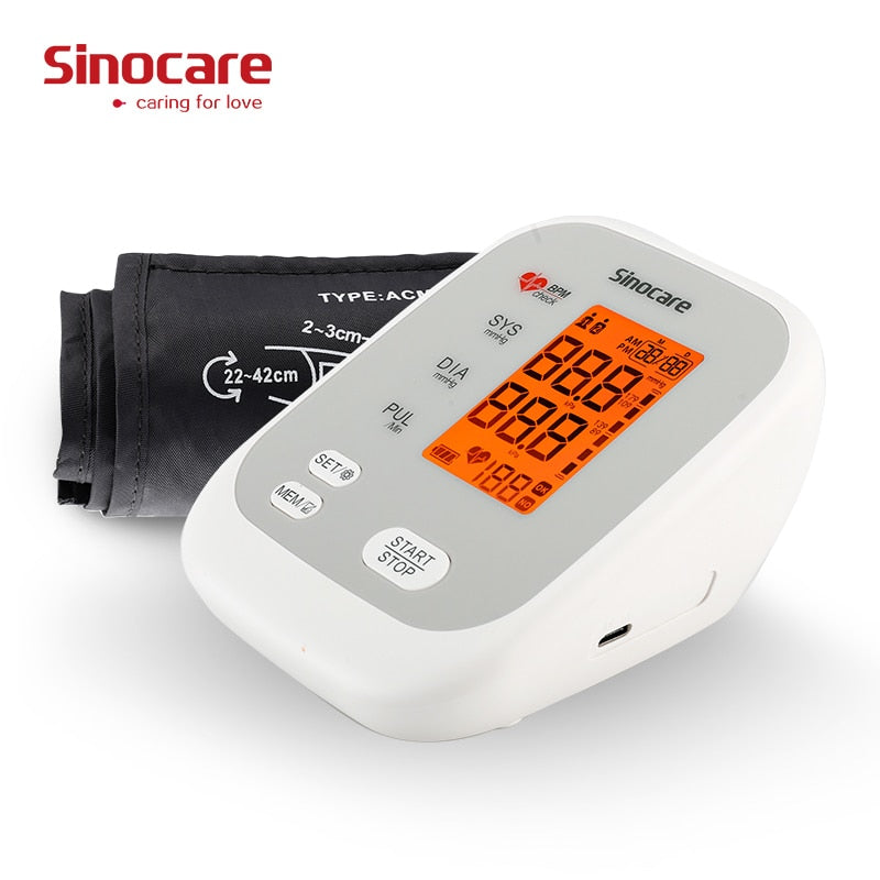 Sinocare Blood Pressure Monitor Upper Arm with 2 Users 120 Memory, Automatic Digital BP Machine Sphygmomanometer Heart Rate Puls