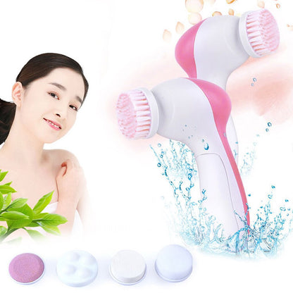 Women 5 in 1 Electric Face Washing Brush Machine Girls Facial Pore Cleaner Body Cleansing Massage Mini Skin Care Tools