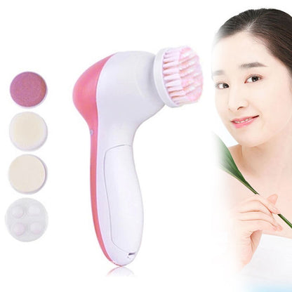 Women 5 in 1 Electric Face Washing Brush Machine Girls Facial Pore Cleaner Body Cleansing Massage Mini Skin Care Tools