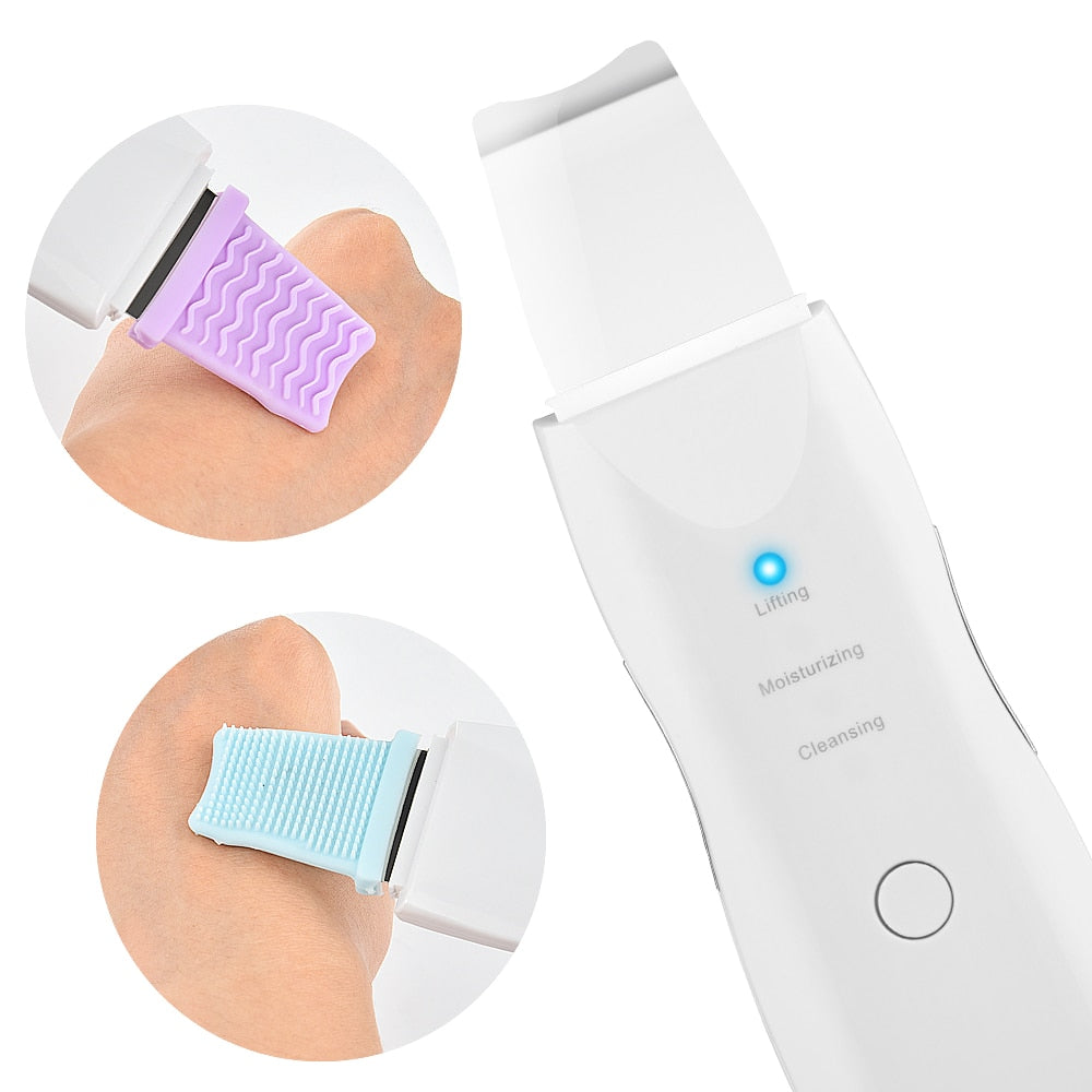 Ultrasonic Skin Scrubber Recarregável Ion Deep Face Cleaning Vibration Massager Acne Blackhead Removal Cleanser Esfoliante Poros