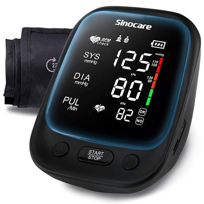 Sinocare esfigmomanômetro de braço Monitor de pressão arterial Monitor digital profissional de pressão arterial Manguito ajustável Modo de 2 usuários