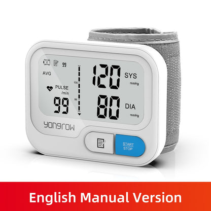 Yongrow Rechargeable Digital Wrist Blood Pressure Monitor Sphygmomanometer Tonometer Tensiometer Heart Rate Meter BP Monitor