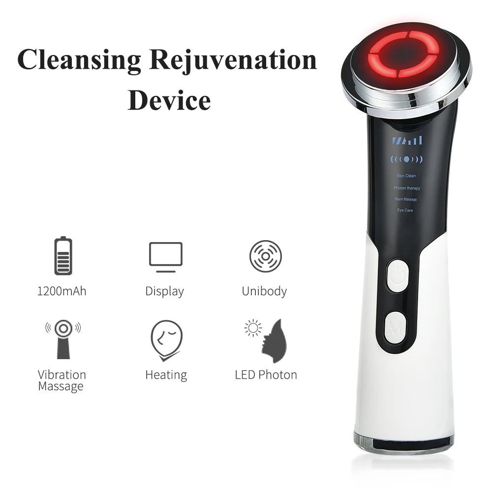 Multi-functional facial massager for skin tightening and lifting with various treatments.