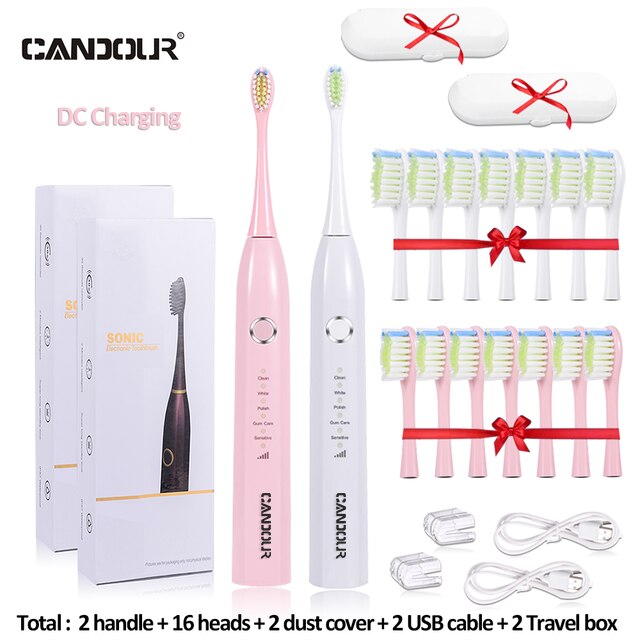 CANDOUR CD-5166 sonic toothbrush Adult automatic electric toothbrush Rechargeable With 8 heads replacement IPX8  Tooth Brush