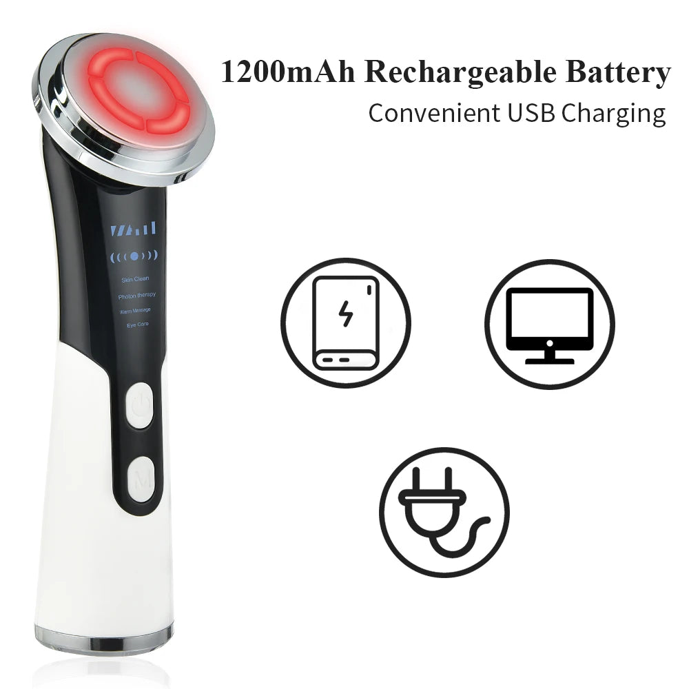 Rechargeable device with USB charging for at-home skin care and mesotherapy treatments.