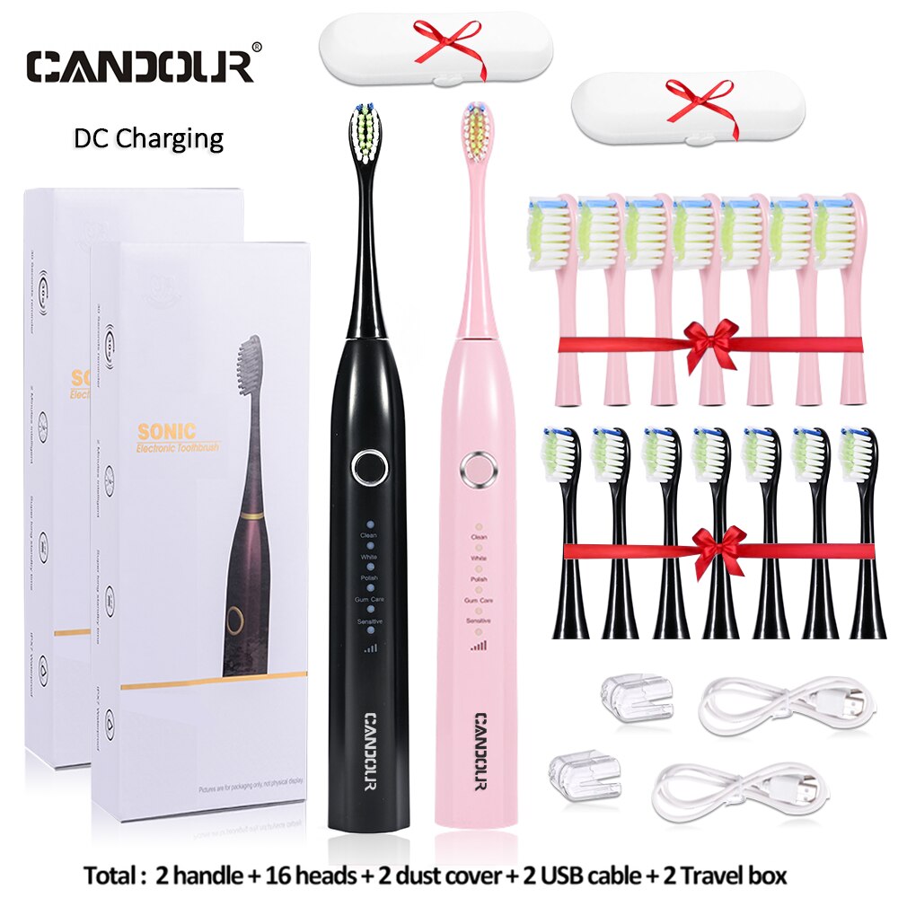 CANDOUR CD-5166 sonic toothbrush Adult automatic electric toothbrush Rechargeable With 8 heads replacement IPX8  Tooth Brush