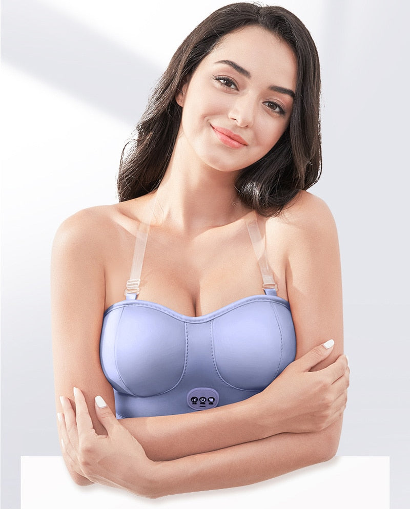 Charging Electric Breast Massage Bra Vibration Chest Massager Growth Enlargement Enhancer Breast Heating Stimulator Machine USB