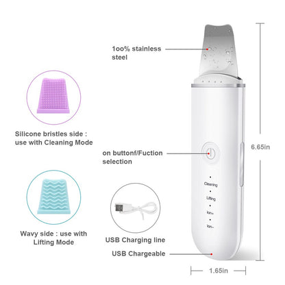 Ultrasonic Skin Scrubber Vibrate Ion Deep Face Clean Machine Facial Spatula Skin Scraper Ultrasound Peeling Facial Pore Cleaner