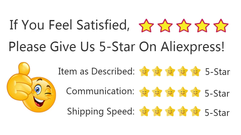 Leave a 5-star review to enjoy your purchase, featuring excellent communication and fast shipping.