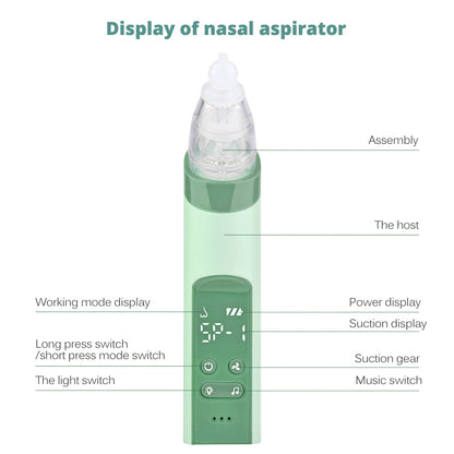 Display of nasal aspirator Assembly The host Working mode display Power display