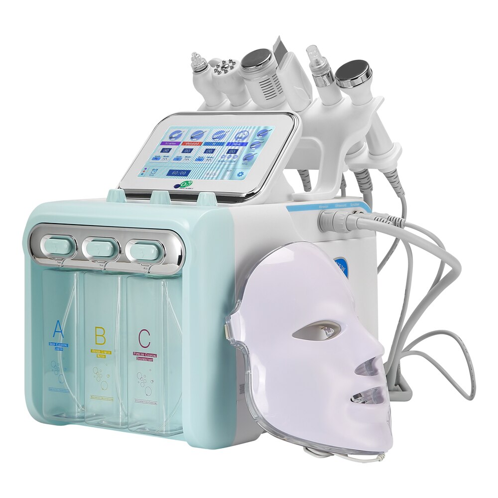 2021 New 7 in 1 Hydrogen Oxygen Small Bubble RF Beauty Machine Face Lifting Dermabrasion Device Skin Scrubber Facial Spa