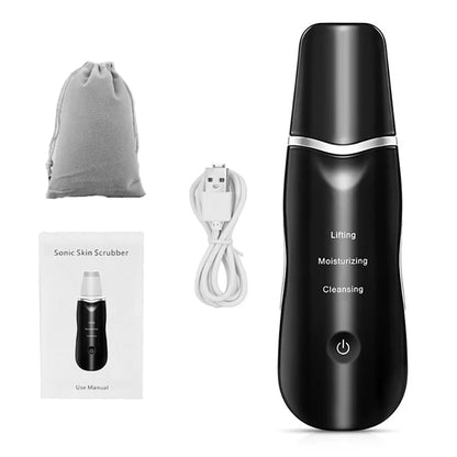 HSKOU Ultrasonic Skin Scrubber Deep Face Cleaning Machine Peeling Shovel Facial Pore Cleaner Face Skin Scrubber Lift Machine