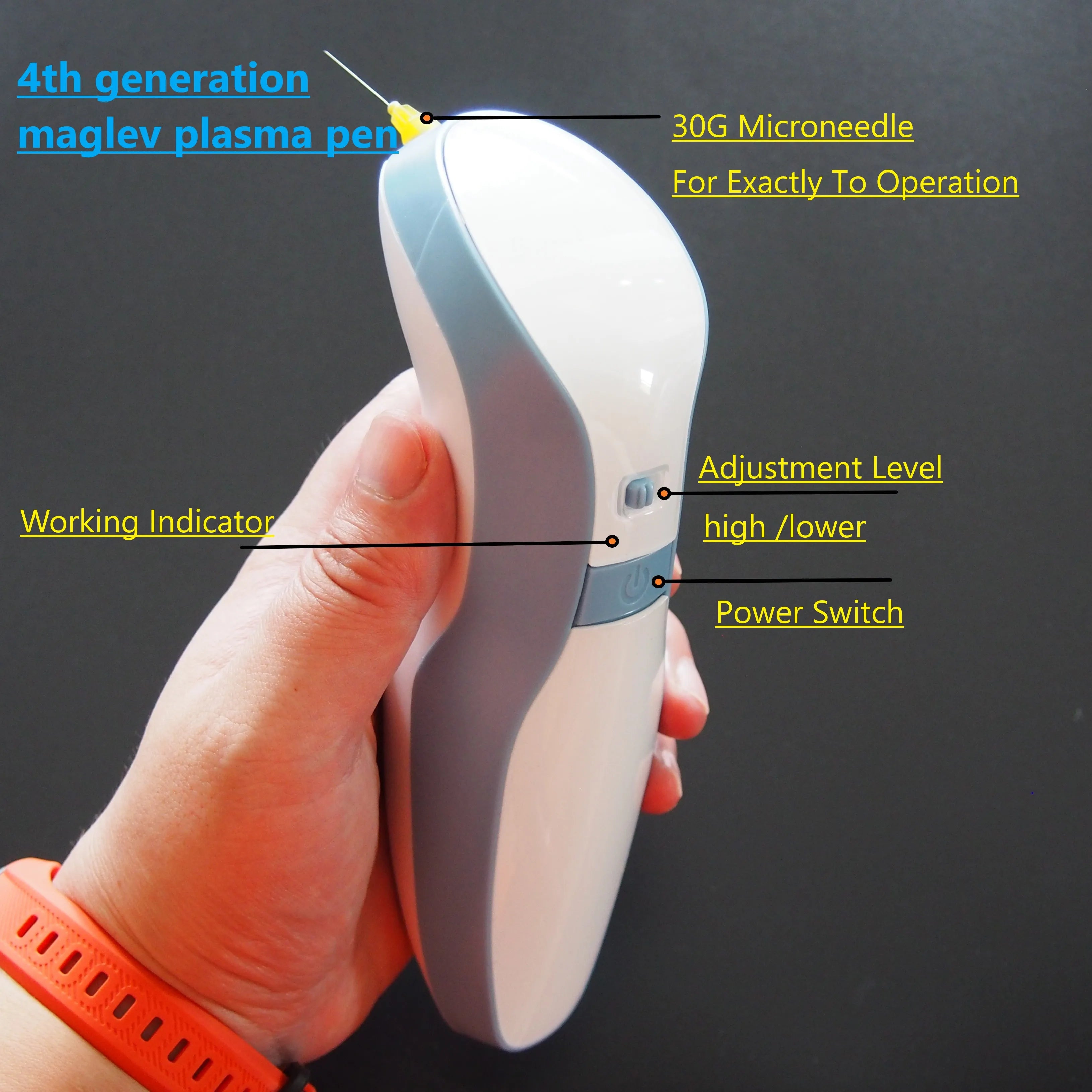 Maglev plasma pen for precise spot treatments with adjustable power and microneedles.