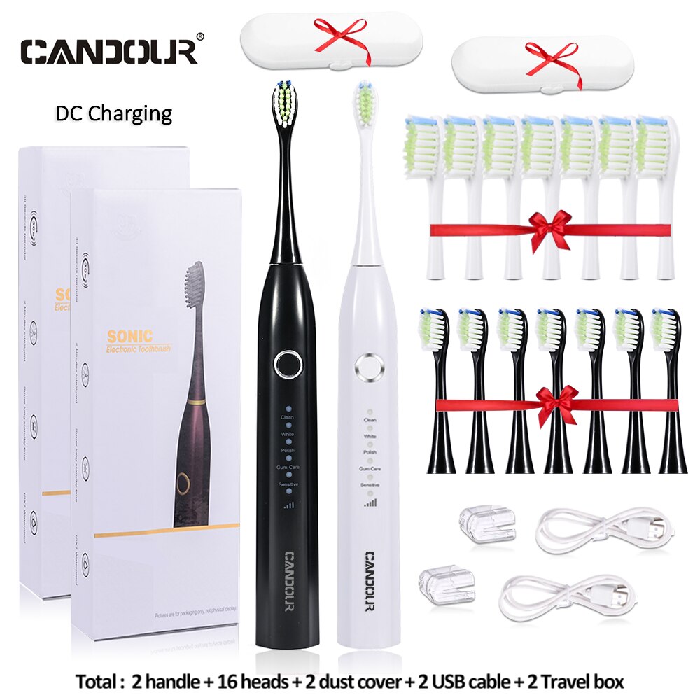 CANDOUR CD-5166 sonic toothbrush Adult automatic electric toothbrush Rechargeable With 8 heads replacement IPX8  Tooth Brush