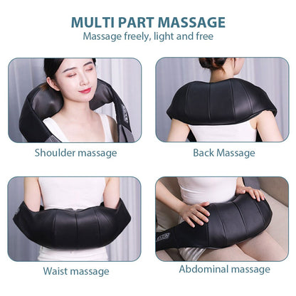 U forme maison voiture électrique pétrissage épaule et cou masseur onde lumineuse chauffage 4D pétrissage colonne cervicale Massage châle