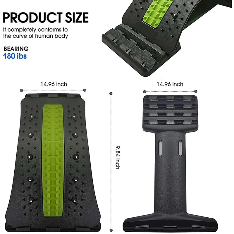 Product size accommodates human body, supports up to 180lbs, measures 14.96in long x 2in thick.