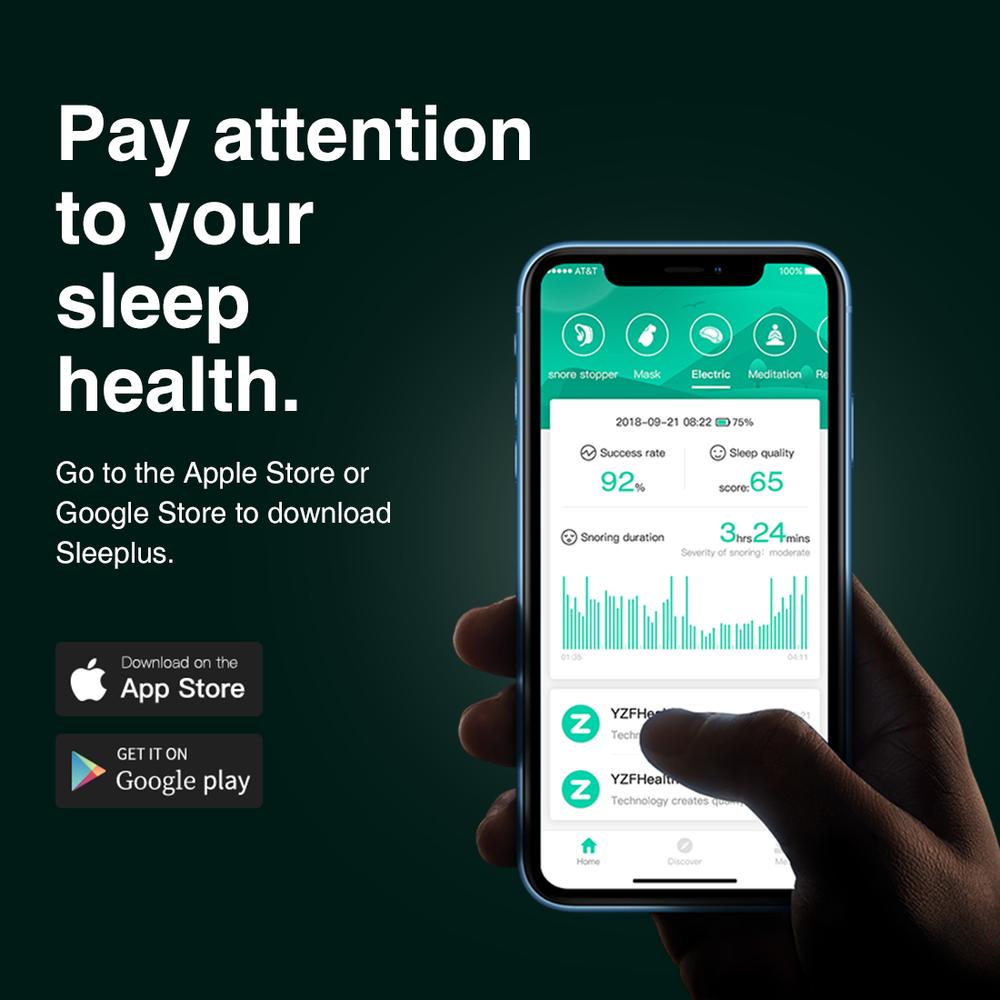 Dispositivo anti-ronco inteligente Solução eficaz para ajudar a dormir, parar de roncar, rolha na garganta, rolha de ronco APP registra e analisa o sono