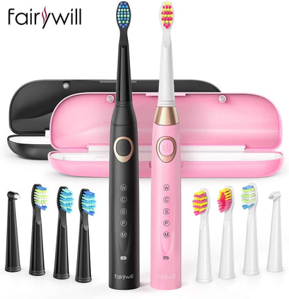 Fairywill Sonic Electric Toothbrush FW-508 USB Charger IPX7 Waterproof Electronic Toothbrush with 8 Replacement Brush Heads