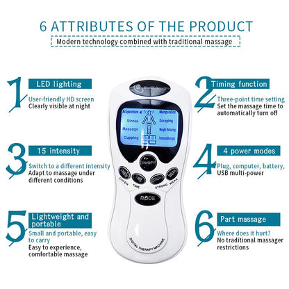 TENS EMS Massager Muscle Stimulation Electronic 8 Mode Personal Nerve Stimulator Electro Stimulation Therapy Machine Pain Relief