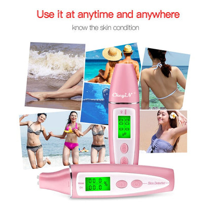 CkeyiN Skin Analyzer Digital LCD Display Moisture Oil Content Facial Analyzer Tester Detection Skin Condition Monitor Hydrating