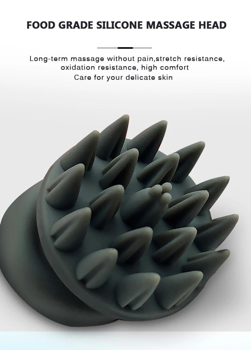 Food-grade silicone massage head for comfortable, long-term massages with no discomfort or resistance.