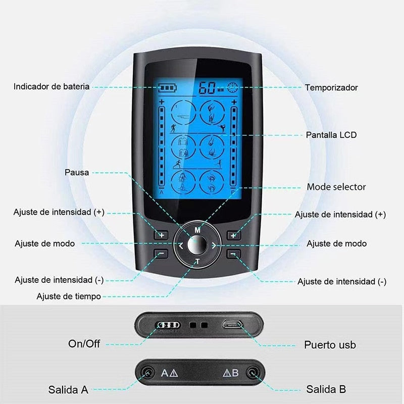 Tens Muscle Stimulator 36-Mode Electric EMS Acupuncture Body Massage Digital Therapy Slimming Machine Electrostimulator