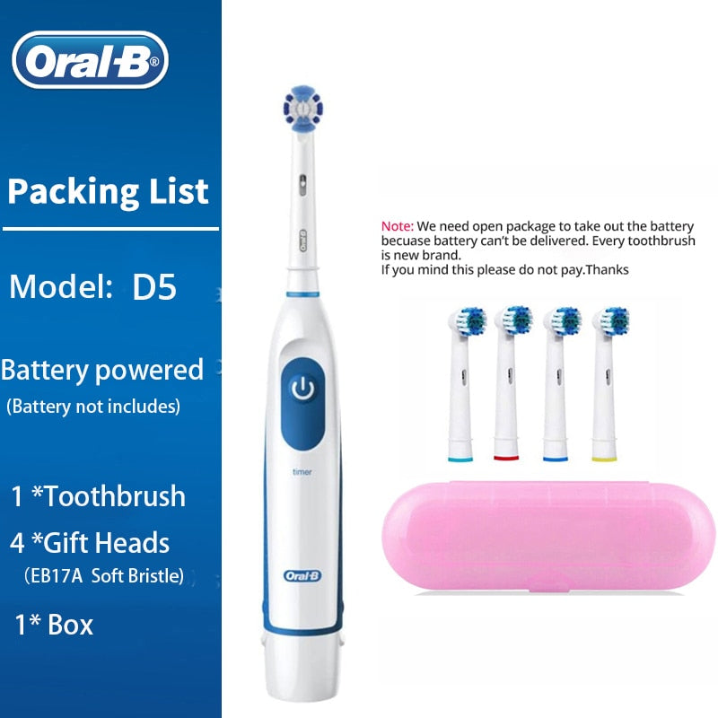 Oral B escova de dentes elétrica rotação dentes limpos escova de dentes adulto DB4010 escova de dentes elétrica com 4 cabeças de reposição extras