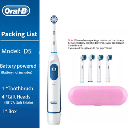 Oral B escova de dentes elétrica rotação dentes limpos escova de dentes adulto DB4010 escova de dentes elétrica com 4 cabeças de reposição extras