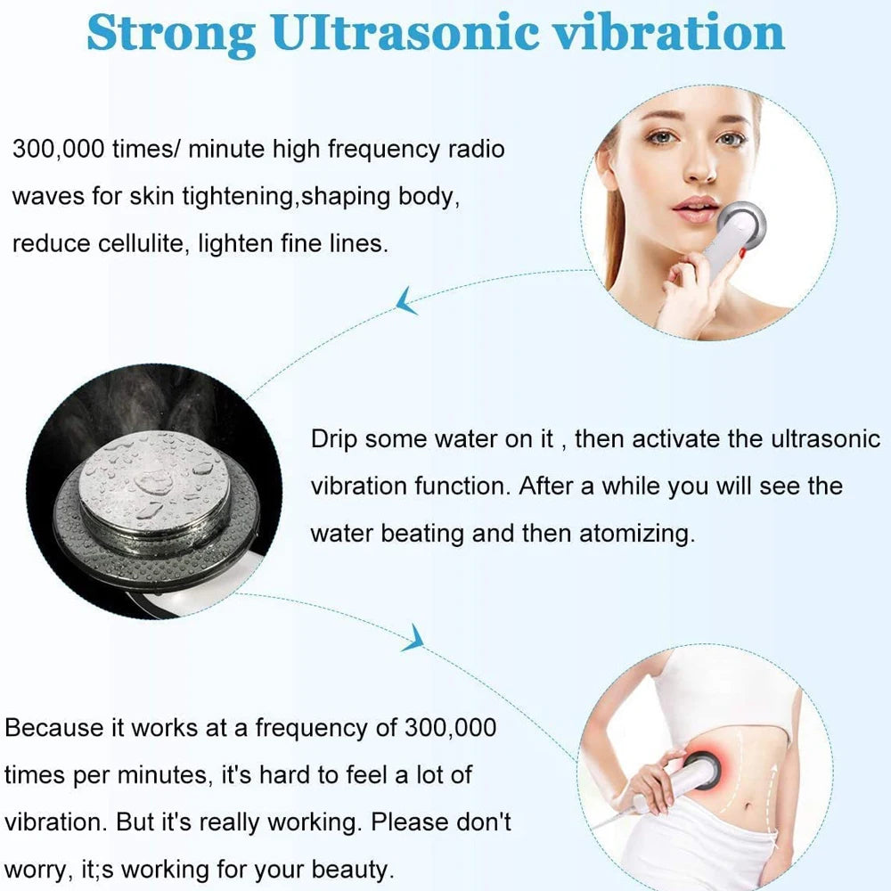 Ultrasonic cavitation machine tightens and shapes skin, reduces cellulite and fine lines.