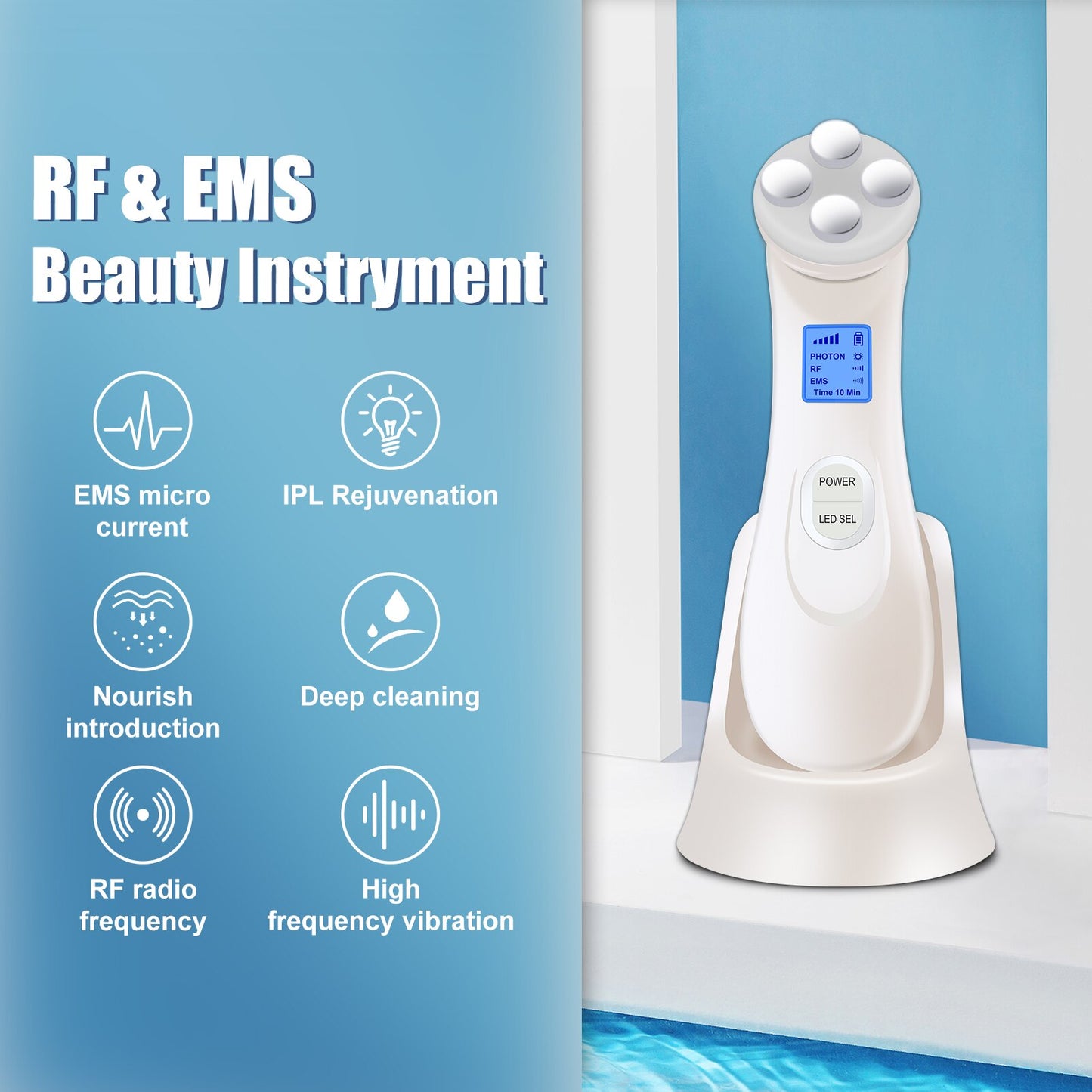 RF&EMS Elektroporation Mesotherapie Gesichtsmassagegerät Ultraschall Kavitation Schlankheitsmaschine Ultraschallwäscher Mitesserentferner