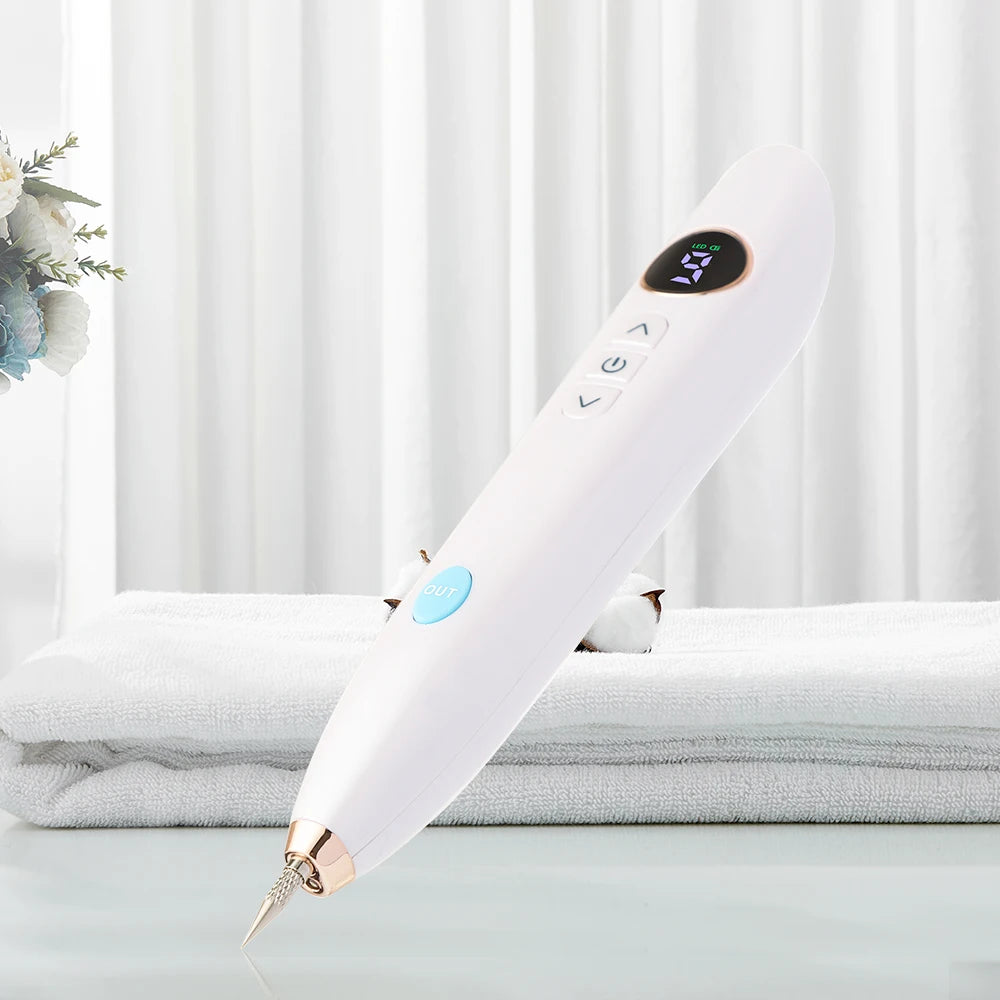 Mole Spot Scanning Pen with polymer lithium battery, USB-C charging, and LED screen for mole removal and beauty care.