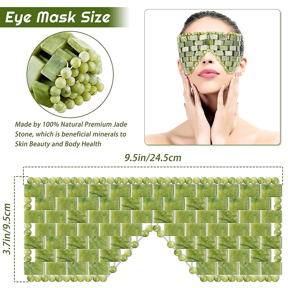 Natural Jade Eye Mask Resfriamento Sleep Eye Mask Cold Therapy Facial SPA Anti Aging Inchaço Olhos Venda Massageador Relaxamento Presente