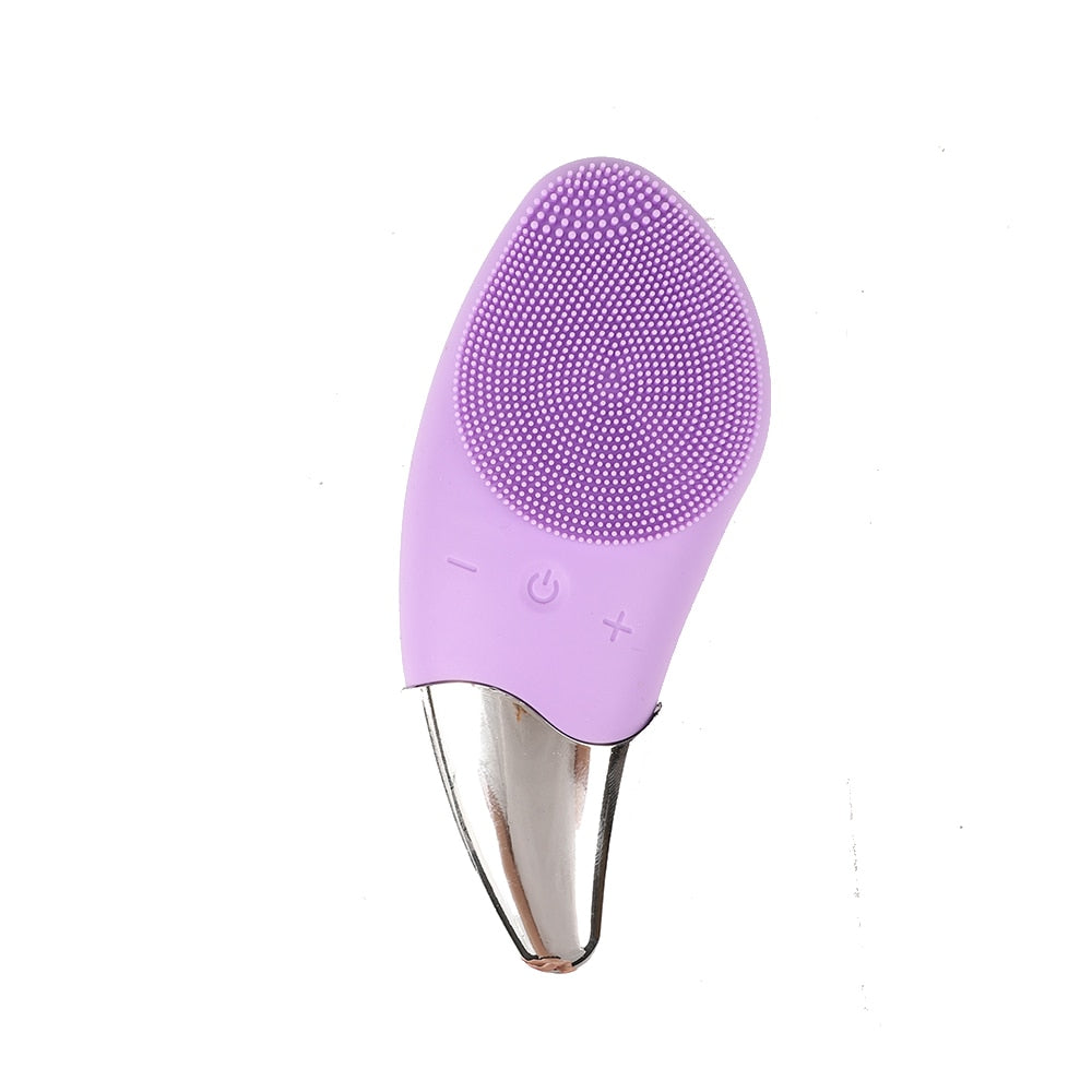 Mini escova de limpeza facial elétrica ultrassônica silicone limpador de rosto limpeza profunda dos poros massageador de pele dispositivo de escova de limpeza facial