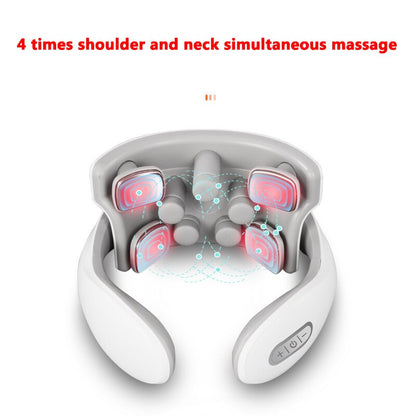 Masseur intelligent pour le cou Vibration électrique Pulse Masseur cervical Rechargeable Chauffage Voix Cou Massage du dos Soulagement de la douleur Se détendre