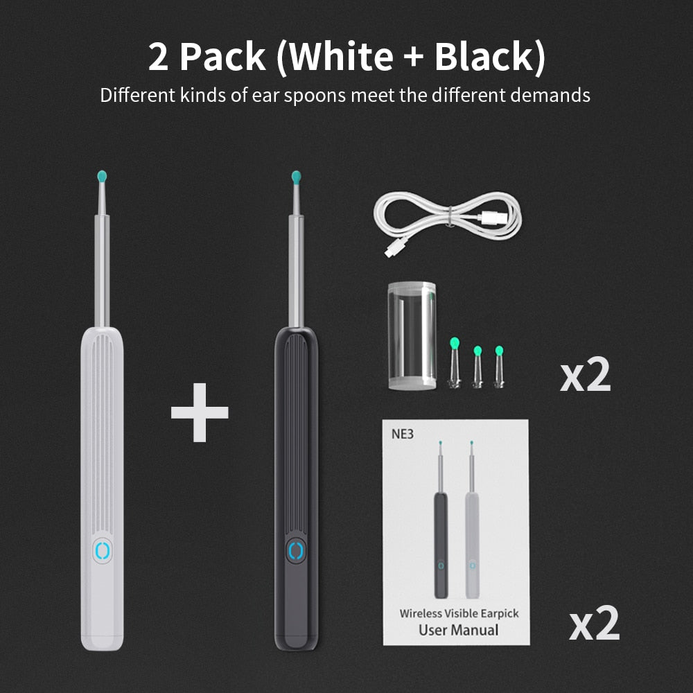 NE3 Ear Cleaner High Precision Ear Wax Removal Tool with Camera LED Light Wireless Otoscope Smart Ear Cleaning Kit Gift