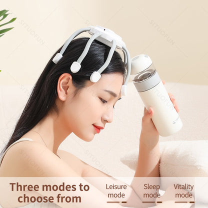 Wireless Electric Head Massager Vibration Head Scratcher Scalp Massage with 3 Modes for Stress Relax Migraine Relief Deep Sleep