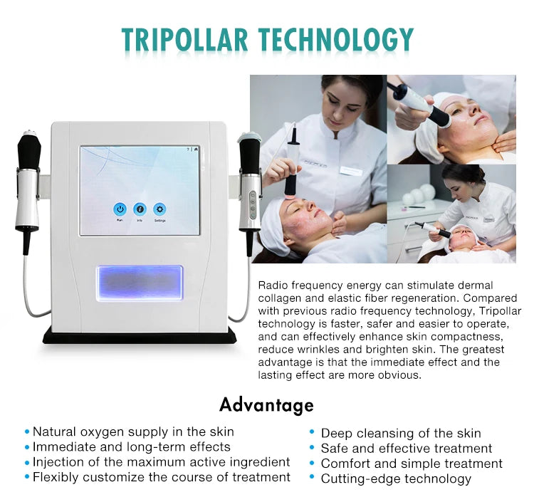 Tripollar Technology: Stimulates collagen regeneration for smoother, brighter skin with immediate and long-term results.