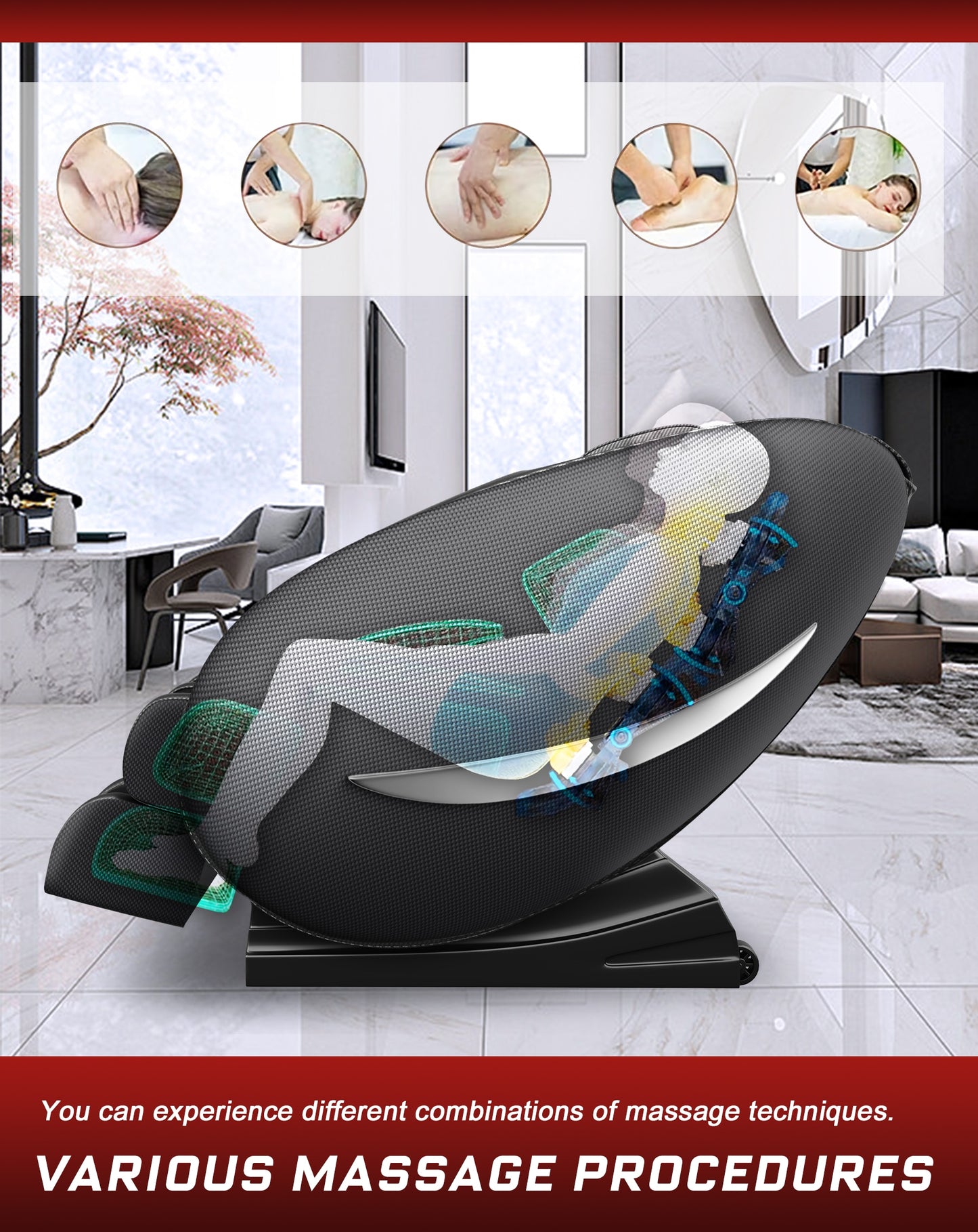 Massage Chair Recliner with Zero Gravity, Full Body Massage Chair with Heating, Bluetooth Speaker, Airbags, Foot Roller