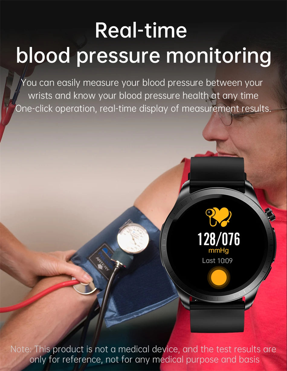 Real-time blood pressure tracking with instant readings displayed on the wrist.