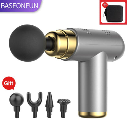 BASEONFUN Portable Massage Gun Percussion Pistol Massager For Body Neck Deep Tissue Muscle Relaxation Gout Pain Relief