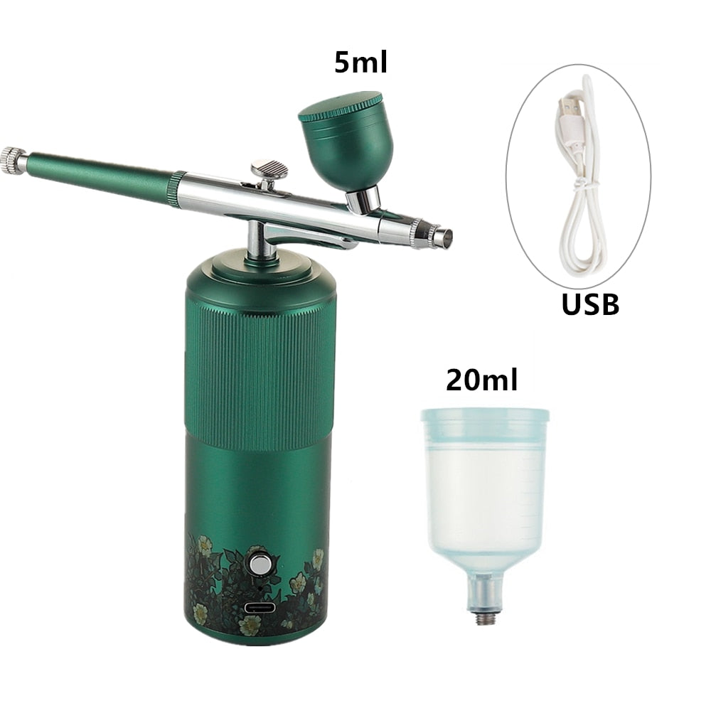 Oxygen Injector Mini Air Compressor Kit Air-Brush Paint Spray Gun Airbrush For Nail Art Tattoo Craft Cake Nano Fog Mist Sprayer