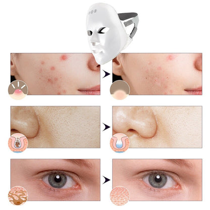 Upgraded2.0 EMS Hot Compress LED Face Mask 7 Colors LED Beauty Mask EMS Eye Skin Care Anti Aging Facial Whiten Tighten Anti Acne