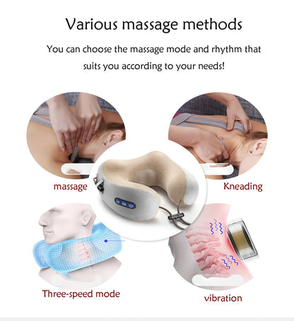 Masseur de cou électrique EMS Muscle masseur confortable Relaxation en forme de U pétrissage chauffage vertèbre cervicale oreiller cervical