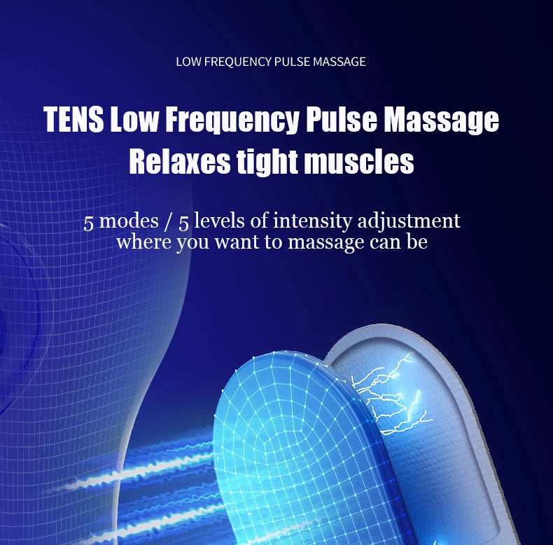 Relieve tension with pulse massage, featuring 5 modes and adjustable intensity for customized relaxation.