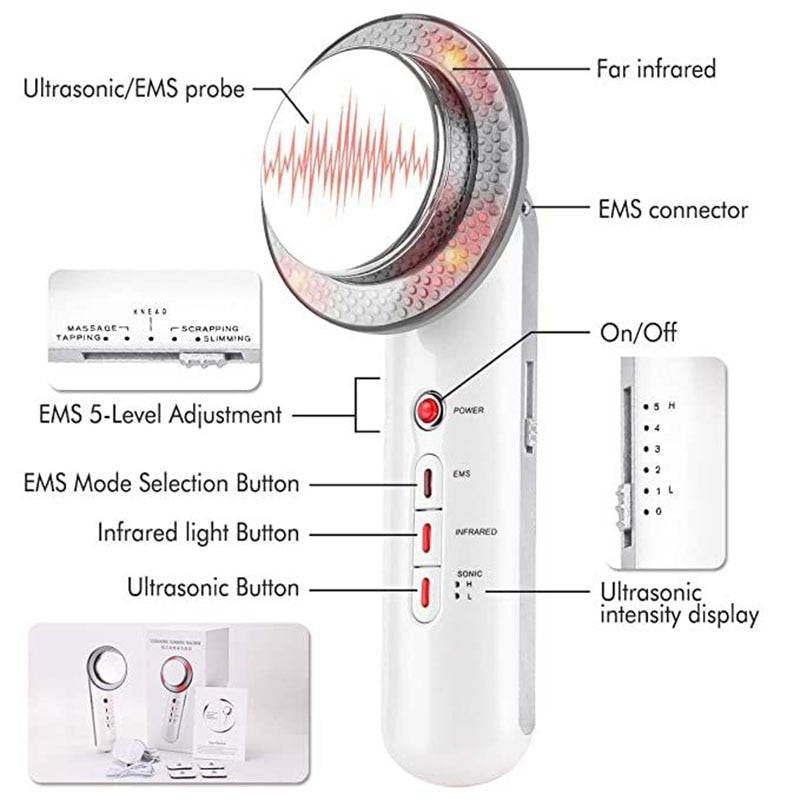 Ultrasound Cavitation EMS Fat Burner Body Slimming Massager Weight Loss Machine with Patch Lipo Anti Cellulite Galvanic Infrared