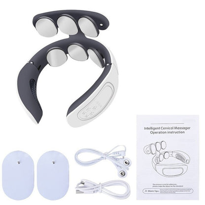 Masseur de cou pour soulager la douleur avec chaleur Massage électrique de la colonne cervicale du cou USB Rechargeable Relaxation du cou Dispositif de soins de santé à domicile