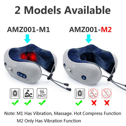 Neck Massager Relaxation Knead Heat Vibrator Travel U-shaped Pillow Car Airport Office Siesta Electric Cervical Spine Massage